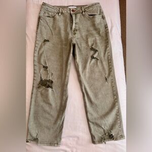Vervet Distressed Olive Green Jeans, size 32